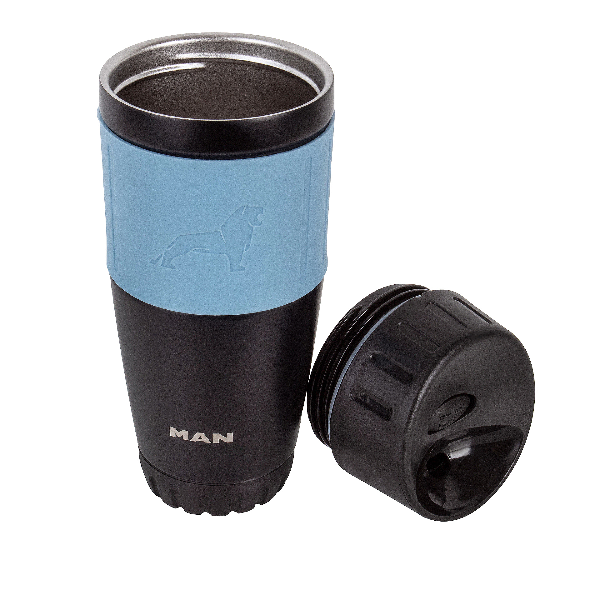 Thermo mug black light blue